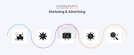 Téléchargez les illustrations : Marketing And Advertising Glyph 5 Icon Pack Including marketing network. affiliate marketing. marketing. publicity. marketing - en licence libre de droit
