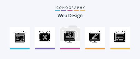 Illustration for Web Design Glyph 5 Icon Pack Including design. write. work. pencil. online. Creative Icons Design - Royalty Free Image