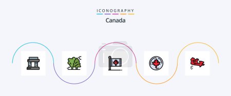 Téléchargez les illustrations : Canada Line Filled Flat 5 Icon Pack Including canada. leaf. flag. canada. maple - en licence libre de droit