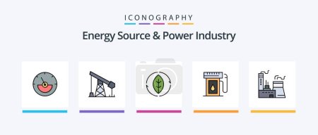 Illustration for Energy Source And Power Industry Line Filled 5 Icon Pack Including building. cargo. construction. boat. energy. Creative Icons Design - Royalty Free Image