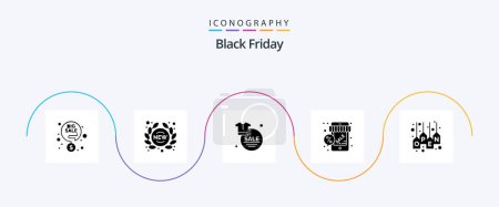 Téléchargez les illustrations : Black Friday Glyph 5 Icon Pack Including store. online. store. discount. sale - en licence libre de droit