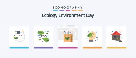 Illustration for Ecology Flat 5 Icon Pack Including environment. eco. leaf. recycle. leaf. Creative Icons Design - Royalty Free Image