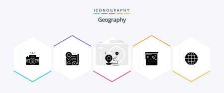 Illustration for Geo Graphy 25 Glyph icon pack including earth. globe. close. position. target - Royalty Free Image
