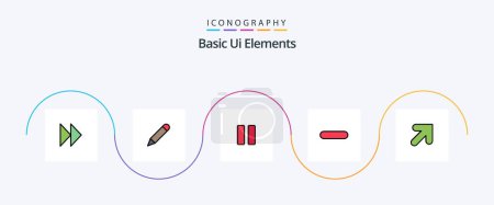 Téléchargez les illustrations : Basic Ui Elements Line Filled Flat 5 Icon Pack Including up. remove. control. minus. delete - en licence libre de droit
