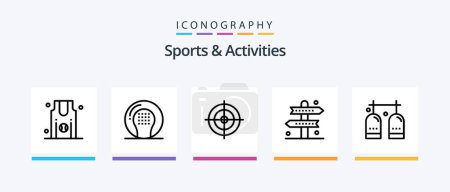 Illustration for Sports and Activities Line 5 Icon Pack Including golf. target. sports. sports. focus. Creative Icons Design - Royalty Free Image