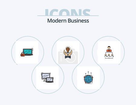Illustration for Modern Business Line Filled Icon Pack 5 Icon Design. phone. call. tablet. vacation. tickets - Royalty Free Image