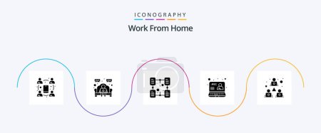 Ilustración de Work From Home Glyph 5 Icon Pack Including online. communication. home work. recording. folder - Imagen libre de derechos