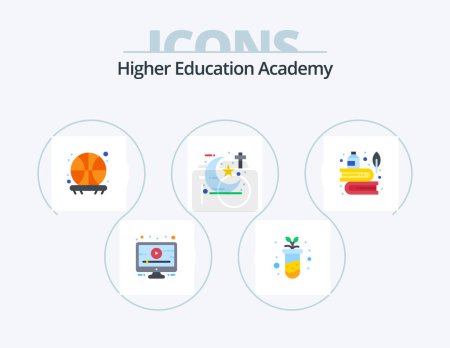 Illustration for Academy Flat Icon Pack 5 Icon Design. history. education. basketball. books. studies - Royalty Free Image