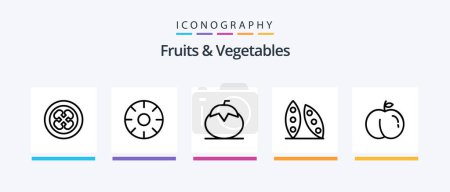 Téléchargez les illustrations : Fruits and Vegetables Line 5 Icon Pack Including . fruits. vegetable. food. Creative Icons Design - en licence libre de droit