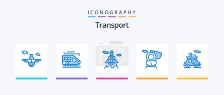 Téléchargez les illustrations : Transport Blue 5 Icon Pack Including . transport. space. sports. transport. Creative Icons Design - en licence libre de droit