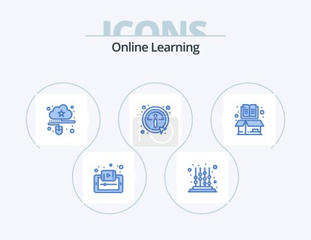 Ilustración de Online Learning Blue Icon Pack 5 Icon Design. information. details. toddler. click. mouse - Imagen libre de derechos