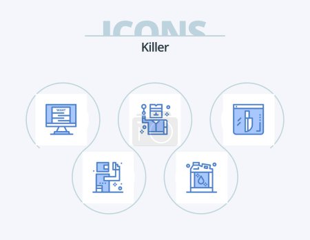 Illustration for Killer Blue Icon Pack 5 Icon Design. investigation. spy. bandit. profession. crime - Royalty Free Image