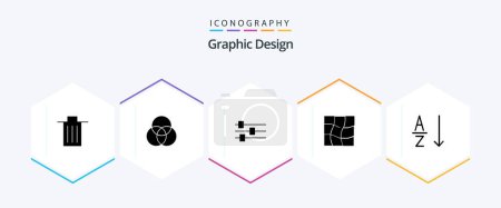 Téléchargez les illustrations : Design 25 Glyph icon pack including . order. design. alphabetical. mesh - en licence libre de droit