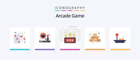 Ilustración de Arcade Flat 5 Icon Pack Including joystick. game. high score. fun. cubes. Creative Icons Design - Imagen libre de derechos