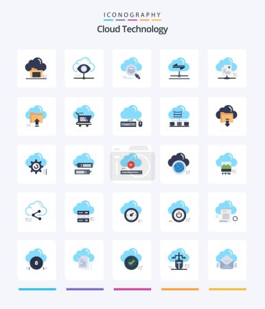 Téléchargez les illustrations : Creative Cloud Technology 25 Flat icon pack  Such As send. share. cloud. access. data - en licence libre de droit