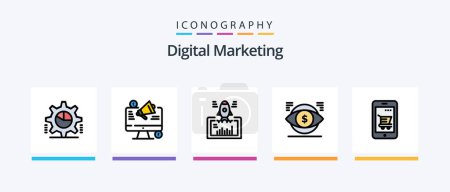 Illustration for Digital Marketing Line Filled 5 Icon Pack Including marketing. campaign. video. statistics. pie graph. Creative Icons Design - Royalty Free Image