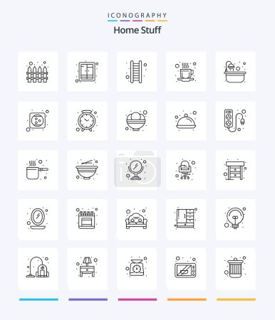 Illustration for Creative Home Stuff 25 OutLine icon pack  Such As bathtub. drink. apartment. tea. coffee - Royalty Free Image