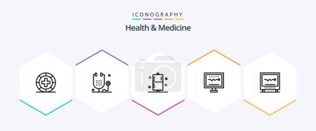 Illustration for Health and Medicine 25 Line icon pack including . . form. hospital. health - Royalty Free Image