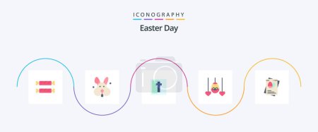 Illustration for Easter Flat 5 Icon Pack Including eggs. passpoet. easter. holiday. heart - Royalty Free Image