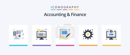 Téléchargez les illustrations : Accounting And Finance Flat 5 Icon Pack Including options. generate. accuracy. gear. money. Creative Icons Design - en licence libre de droit