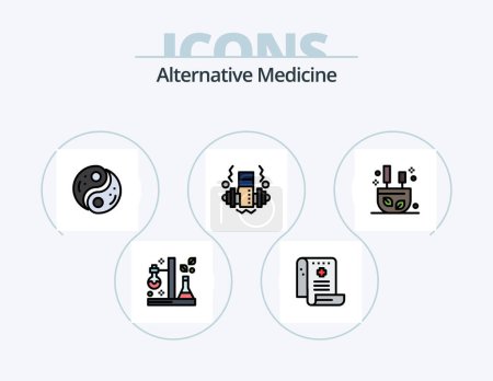 Ilustración de Alternative Medicine Line Filled Icon Pack 5 Icon Design. wellness. healthcare. tube. drug. medicine - Imagen libre de derechos