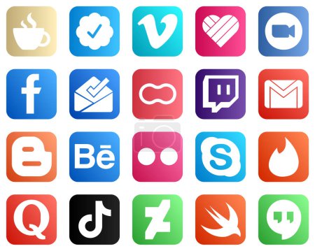 Ilustración de 20 Social Media Icons for Your Branding such as women. peanut. video. inbox and fb icons. Eye catching and high quality - Imagen libre de derechos