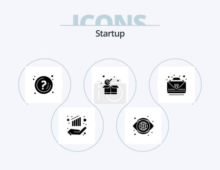 Ilustración de Startup Glyph Icon Pack 5 Icon Design. business. parcel. help. package. information - Imagen libre de derechos