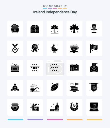 Ilustración de Creative Ireland Independence Day 25 Glyph Solid Black icon pack  Such As award. cap. security. hat. irish - Imagen libre de derechos