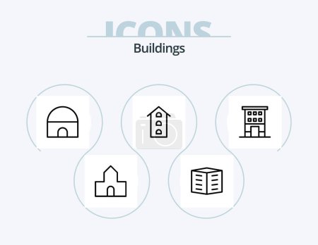 Illustration for Buildings Line Icon Pack 5 Icon Design. house. building. industrial plant. real estate. islamic building - Royalty Free Image