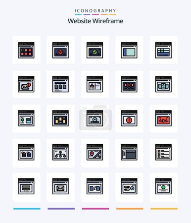 Illustration for Creative Website Wireframe 25 Line FIlled icon pack  Such As application. website. inbox. web. page - Royalty Free Image
