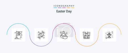 Ilustración de Easter Line 5 Icon Pack Including cross. box. baby. love. gift - Imagen libre de derechos