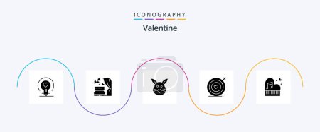 Ilustración de Valentine Glyph 5 Icon Pack Including bunny. love. arch. day. valentine - Imagen libre de derechos