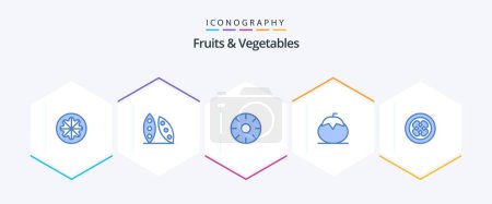 Téléchargez les illustrations : Fruits and Vegetables 25 Blue icon pack including healthy. food. food health. healthy. fruit - en licence libre de droit