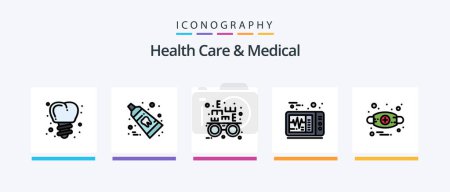 Téléchargez les illustrations : Health Care And Medical Line Filled 5 Icon Pack Including skeleton xray. chest. cell. mask. allergy. Creative Icons Design - en licence libre de droit