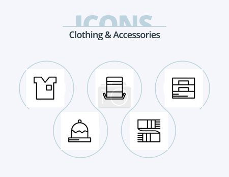 Téléchargez les illustrations : Clothing and Accessories Line Icon Pack 5 Icon Design. accessories. velg. wear. spare parts. top hat - en licence libre de droit
