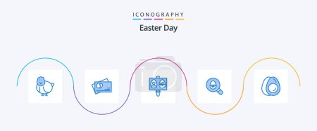 Ilustración de Easter Blue 5 Icon Pack Including holiday. egg. eggs. holiday. egg - Imagen libre de derechos