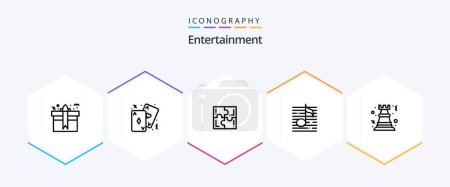 Illustration for Entertainment 25 Line icon pack including audio. nodes. casino. solve. play - Royalty Free Image