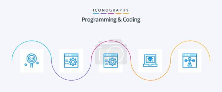 Téléchargez les illustrations : Programming And Coding Blue 5 Icon Pack Including development. coding. development. development - en licence libre de droit