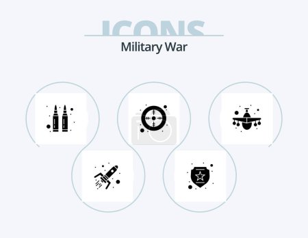 Illustration for Military War Glyph Icon Pack 5 Icon Design. army. sight. bullets. point. aim - Royalty Free Image