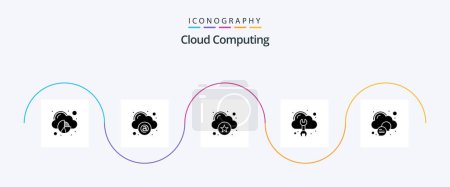 Téléchargez les illustrations : Cloud Computing Glyph 5 Icon Pack Including cloud. tool. rating. repair. cloud - en licence libre de droit