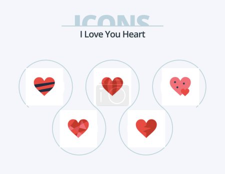 Téléchargez les illustrations : Heart Flat Icon Pack 5 Icon Design. like. heart. favorite. globe. like - en licence libre de droit