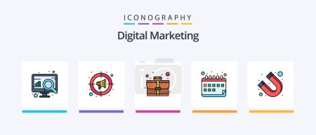 Illustration for Digital Marketing Line Filled 5 Icon Pack Including marketing. hierarchy. date. appointment. Creative Icons Design - Royalty Free Image