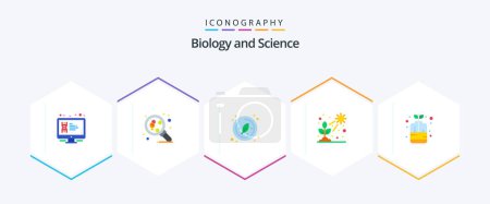 Ilustración de Biology 25 Flat icon pack including grow. light. science. direct. circle - Imagen libre de derechos