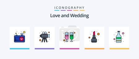 Illustration for Wedding Line Filled 5 Icon Pack Including gender. romance. love. ring. hand. Creative Icons Design - Royalty Free Image