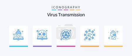 Ilustración de Virus Transmission Blue 5 Icon Pack Including dirty. life. bio. virus. virus. Creative Icons Design - Imagen libre de derechos