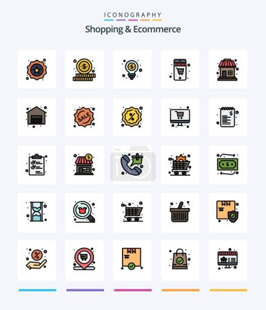 Ilustración de Creative Shopping & Ecommerce 25 Line FIlled icon pack  Such As badge. shopping. dollar. shop. shopping - Imagen libre de derechos