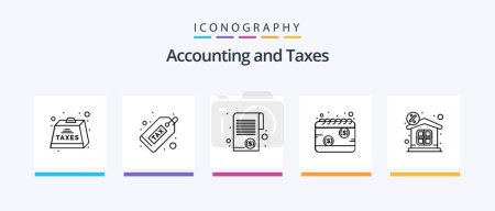 Ilustración de Taxes Line 5 Icon Pack Including calculation. accounting. finance. property. finance. Creative Icons Design - Imagen libre de derechos