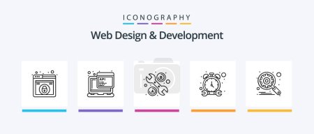 Illustration for Web Design And Development Line 5 Icon Pack Including responsive. home. option. website browser. Creative Icons Design - Royalty Free Image