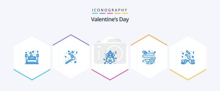 Téléchargez les illustrations : Valentines Day 25 Blue icon pack including couple. pin. valentine fire. location. romance - en licence libre de droit