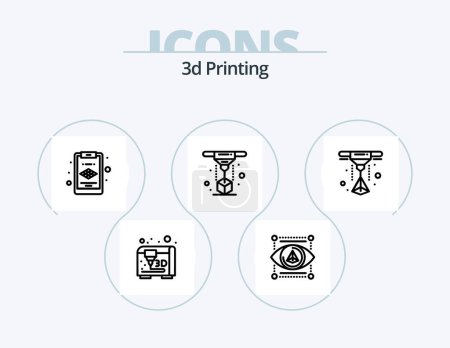 Téléchargez les illustrations : 3d Printing Line Icon Pack 5 Icon Design. printer. layer. 3d. clipboard. printer - en licence libre de droit